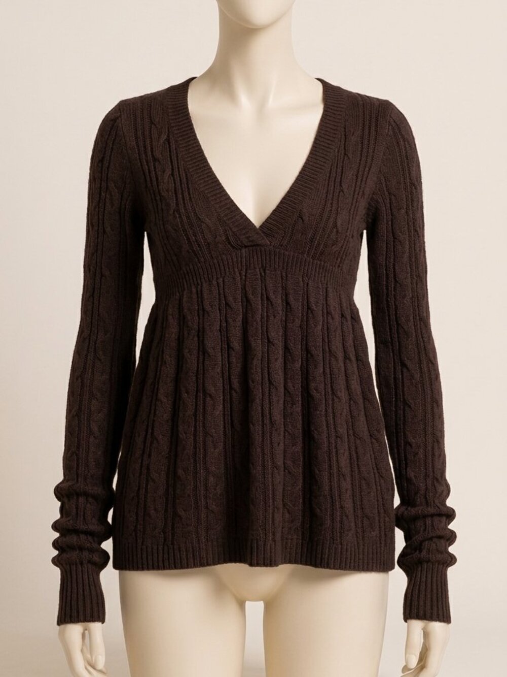 YouAnnn Y2K Vintage Reddish V-Neck High Waist Fitted Knit Sweater S